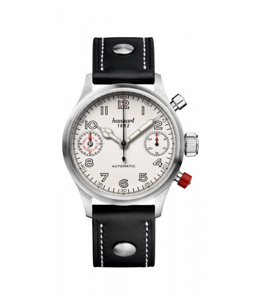 Hanhart 1882 Watch - Pioneer TwinDicator Ecru Stitching, smooth bezel sélection de produits