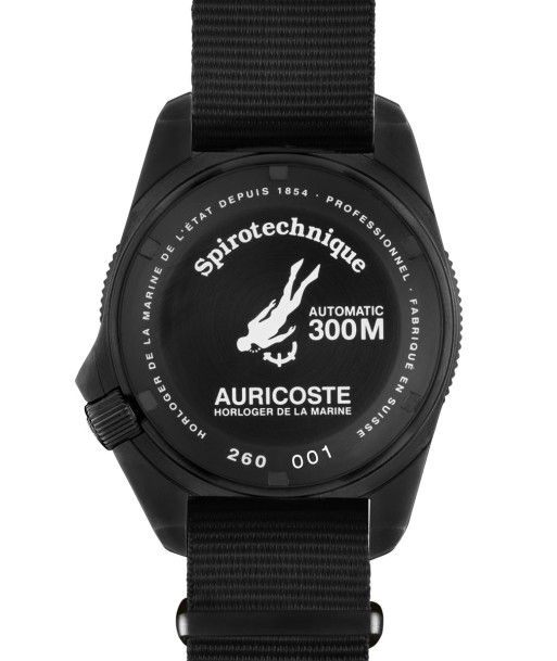 Auricoste Watch - Spirotechnique 300M Black DLC Dial Numerals Set Fin de série