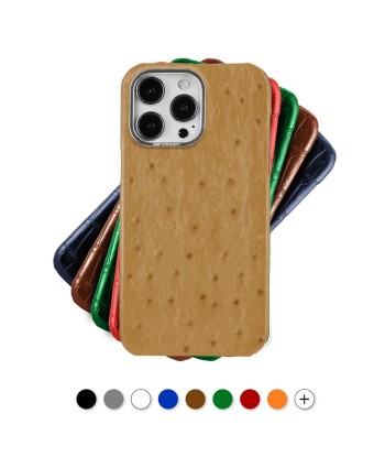 Leather iPhone case / cover - iPhone 15 14 & 13 ( All models ) - Ostrich skin sur le site 