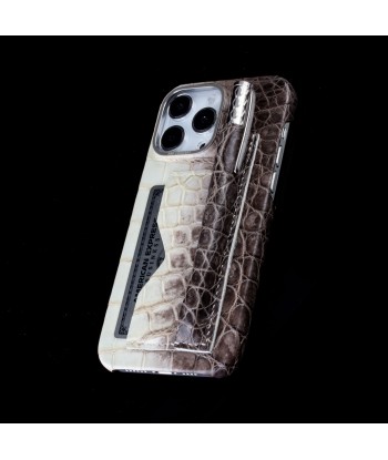 Leather iPhone HIMALAYA "Business case" / cover with credit card pocket and roller pen - iPhone 15, 14 & 13 Pro Max - Genuine alligator plus qu'un jeu 