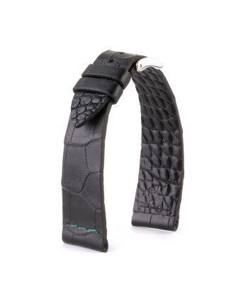 Leather watch strap - Sustainable alligator with contrasted stitching (black, blue, green, red...) les ctes