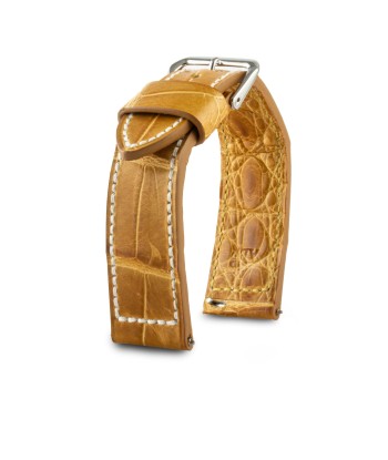 Leather watchband - Autumn strap - Alligator honey brown en ligne