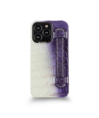 Clearance Sale - Leather iPhone HIMALAYA strap case - iPhone 13 Pro - Purple Himalaya crocodile soldes