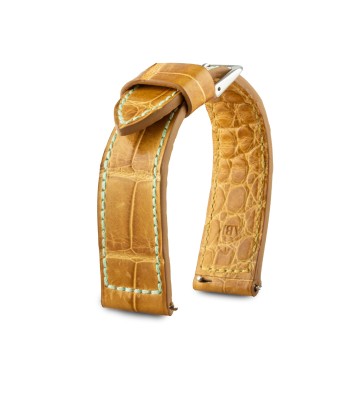 Leather watchband - Autumn strap - Alligator honey brown en ligne