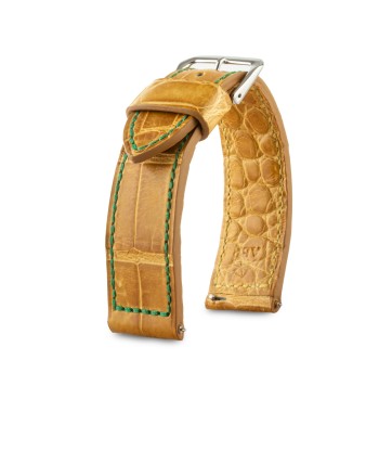 Leather watchband - Autumn strap - Alligator honey brown en ligne