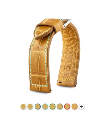 Leather watchband - Autumn strap - Alligator honey brown en ligne