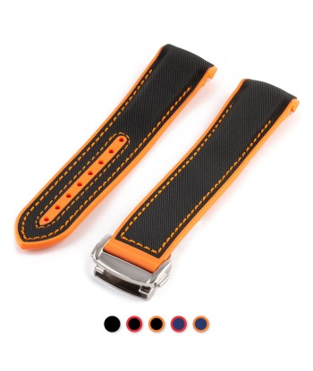 Omega Speedmaster / Seamaster - Integrated rubber watch band - Stitched with cordura effect (black, blue, red, orange) shop