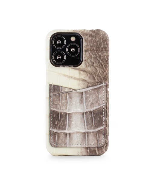 Clearance Sale - Leather iPhone HIMALAYA double card case - iPhone 13 Pro - Dark Himalaya crocodile 6 de l' environnement