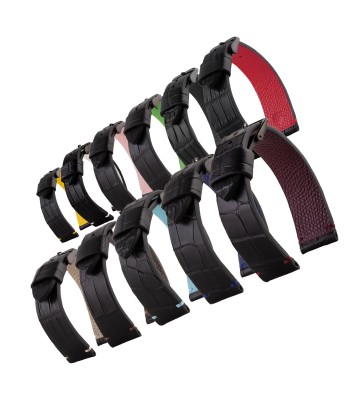 Tribute to MoonSwatch Omega X Swatch - "Mission to..." leather watch strap - Alligator with contrasted stitching (black, blue, red...) hantent personnes