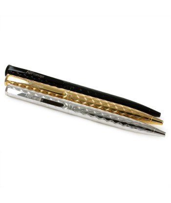 "Essential" Ballpoint pen leather case - Rhodium steel, gold colored steel or black PVD finish - Grained calf de la marque