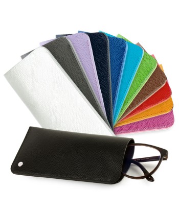 "Essential" glasses leather case - Grained calf (black, blue, green, brown, orange...) Véritable concentré