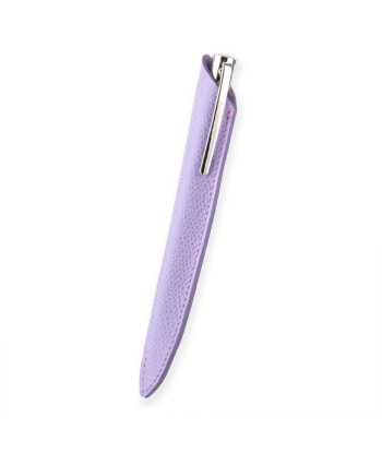 "Essential" Ballpoint pen leather case - Rhodium steel, gold colored steel or black PVD finish - Grained calf de la marque