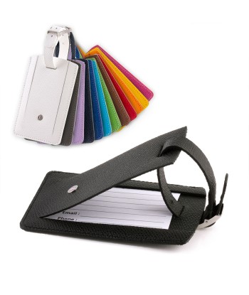 Leather luggage Tag "Essential" - Grained calf (black, blue, green, brown, orange...) ou a consommer sur place