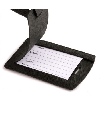 Leather luggage Tag "Essential" - Grained calf (black, blue, green, brown, orange...) ou a consommer sur place