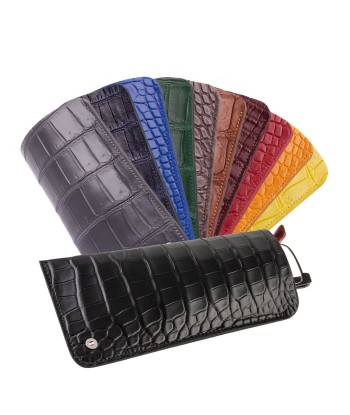 "Essential" glasses leather case - Genuine alligator (black, blue, green, brown, orange...) pas chere