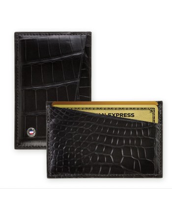 "Essentials" leather card holder - Genuine alligator (black, blue, green, brown, orange...) de France