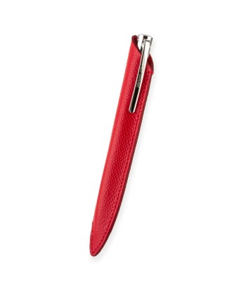 "Essential" Ballpoint pen leather case - Rhodium steel, gold colored steel or black PVD finish - Grained calf de la marque