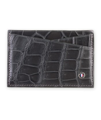 "Essentials" leather card holder - Genuine alligator (black, blue, green, brown, orange...) de France