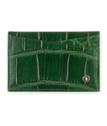 "Essentials" leather card holder - Genuine alligator (black, blue, green, brown, orange...) de France