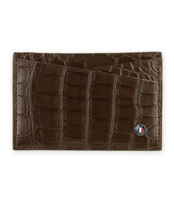 "Essentials" leather card holder - Genuine alligator (black, blue, green, brown, orange...) de France