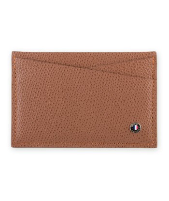 "Essential" leather card holder - Grained calf (black, blue, green, brown, orange...) de France