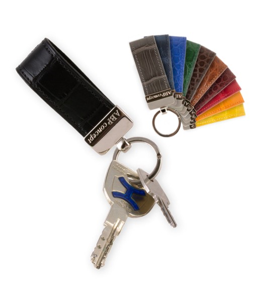 "Essential" leather key holder - Alligator (black, blue, green, brown, orange...) Véritable concentré