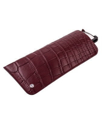 "Essential" glasses leather case - Genuine alligator (black, blue, green, brown, orange...) pas chere