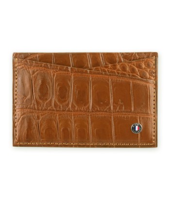 "Essentials" leather card holder - Genuine alligator (black, blue, green, brown, orange...) de France