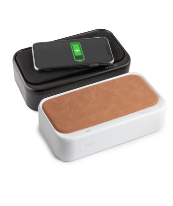 Smart Covid - Phone and keys UV sterilizer / wireless charger - Aged calf basket pas cher