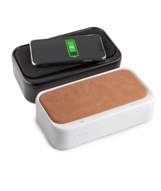 Smart Covid - Phone and keys UV sterilizer / wireless charger - Aged calf basket pas cher