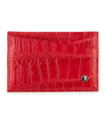 "Essentials" leather card holder - Genuine alligator (black, blue, green, brown, orange...) de France