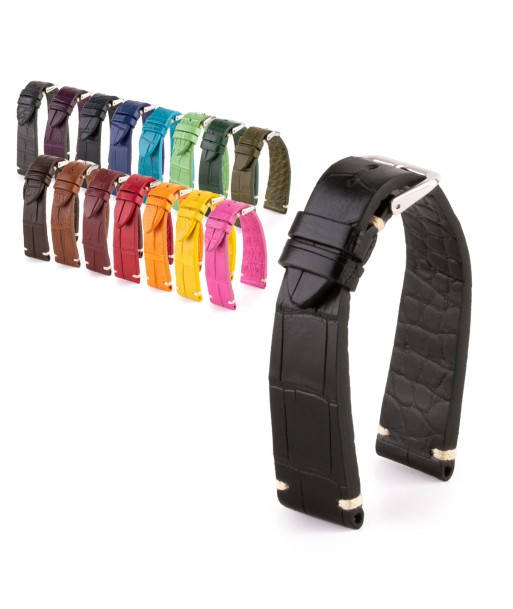 Premium Vintage watchband - Alligator leather strap (black, brown, grey, blue, kaki, red...) Par le système avancé 