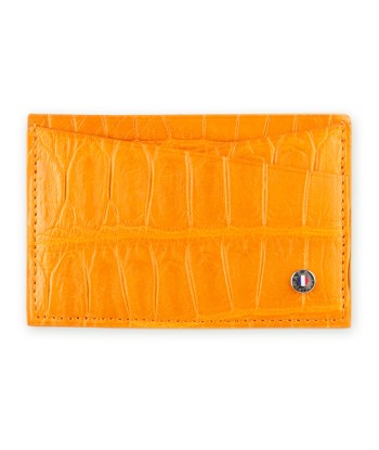 "Essentials" leather card holder - Genuine alligator (black, blue, green, brown, orange...) de France