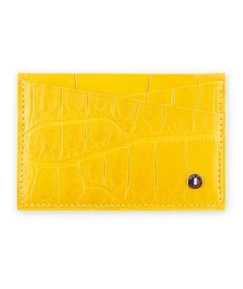 "Essentials" leather card holder - Genuine alligator (black, blue, green, brown, orange...) de France