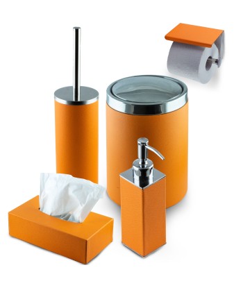 Leather toilet brush and holder set - Grained calf france