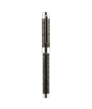 Rollerball pen – Rhodium steel – Alligator (black, blue, green, red...) rembourrage situé sous