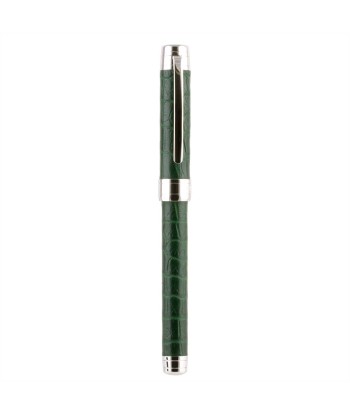 Rollerball pen – Rhodium steel – Alligator (black, blue, green, red...) rembourrage situé sous