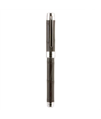 Rollerball pen – Rhodium steel – Alligator (black, blue, green, red...) rembourrage situé sous