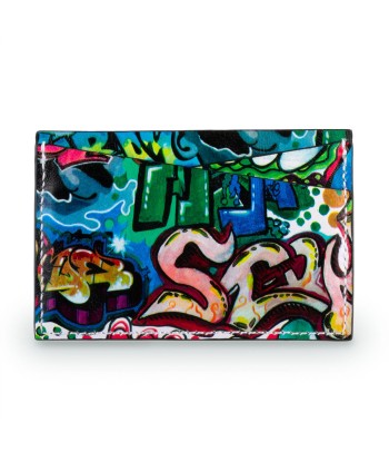 "Street Art" leather card holder - Calf Le MVP de beaucoup