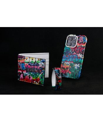 "Street Art" leather card holder - Calf Le MVP de beaucoup