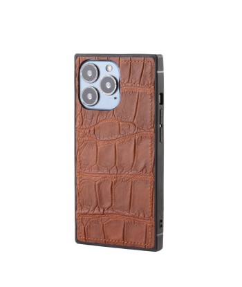 Clearance Sale - Leather iPhone "Square Case" - iPhone 13 Pro - Brown alligator 2 - 3 jours ouvrés.