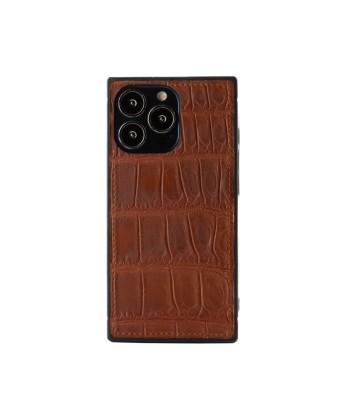 Clearance Sale - Leather iPhone "Square Case" - iPhone 13 Pro - Brown alligator 2 50-70% off 