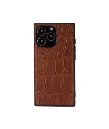 Clearance Sale - Leather iPhone "Square Case" - iPhone 13 Pro - Brown alligator 2 - 3 jours ouvrés.