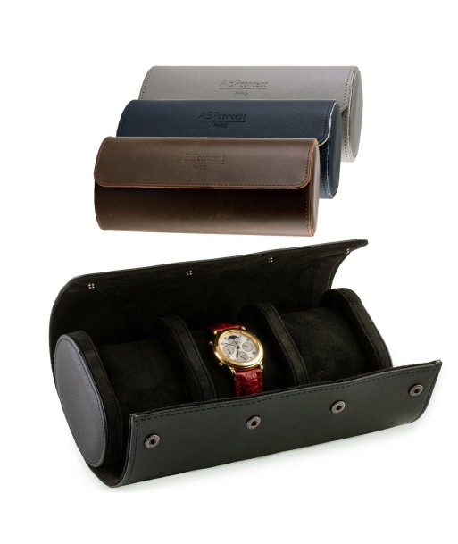 Travel case - Watch roll for 3 watches - Black, grey, blue, brown votre