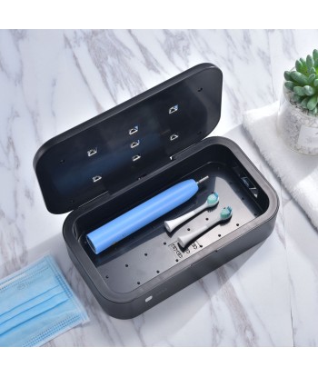 Smart Covid - Phone and keys UV sterilizer / wireless charger - Aged calf basket pas cher