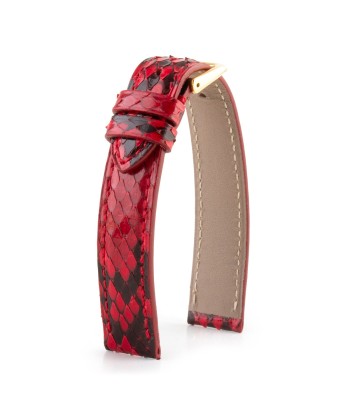 Leather watch band - Red and black python En savoir plus