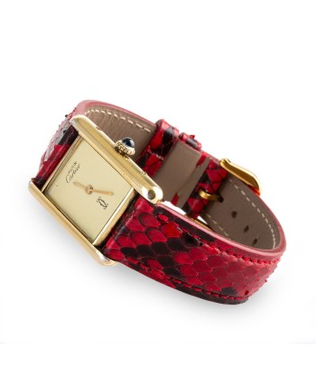 Leather watch band - Red and black python En savoir plus