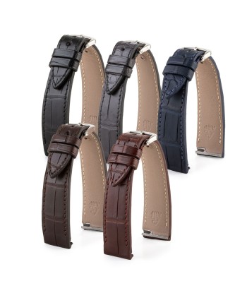 Cartier Santos Dumont (new models 2023) - Leather watch band - Alligator (black, grey, brown, blue) pas cheres