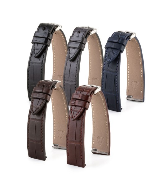 Cartier Santos Dumont (new models 2023) - Leather watch band - Alligator (black, grey, brown, blue) pas cheres