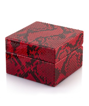 Leather watch box - Watch case for 1 watch - Red / black python destockage